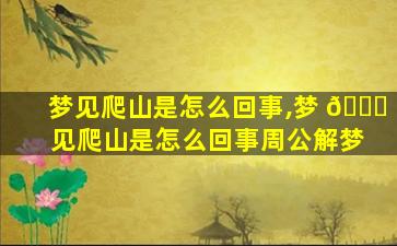 梦见爬山是怎么回事,梦 🍁 见爬山是怎么回事周公解梦